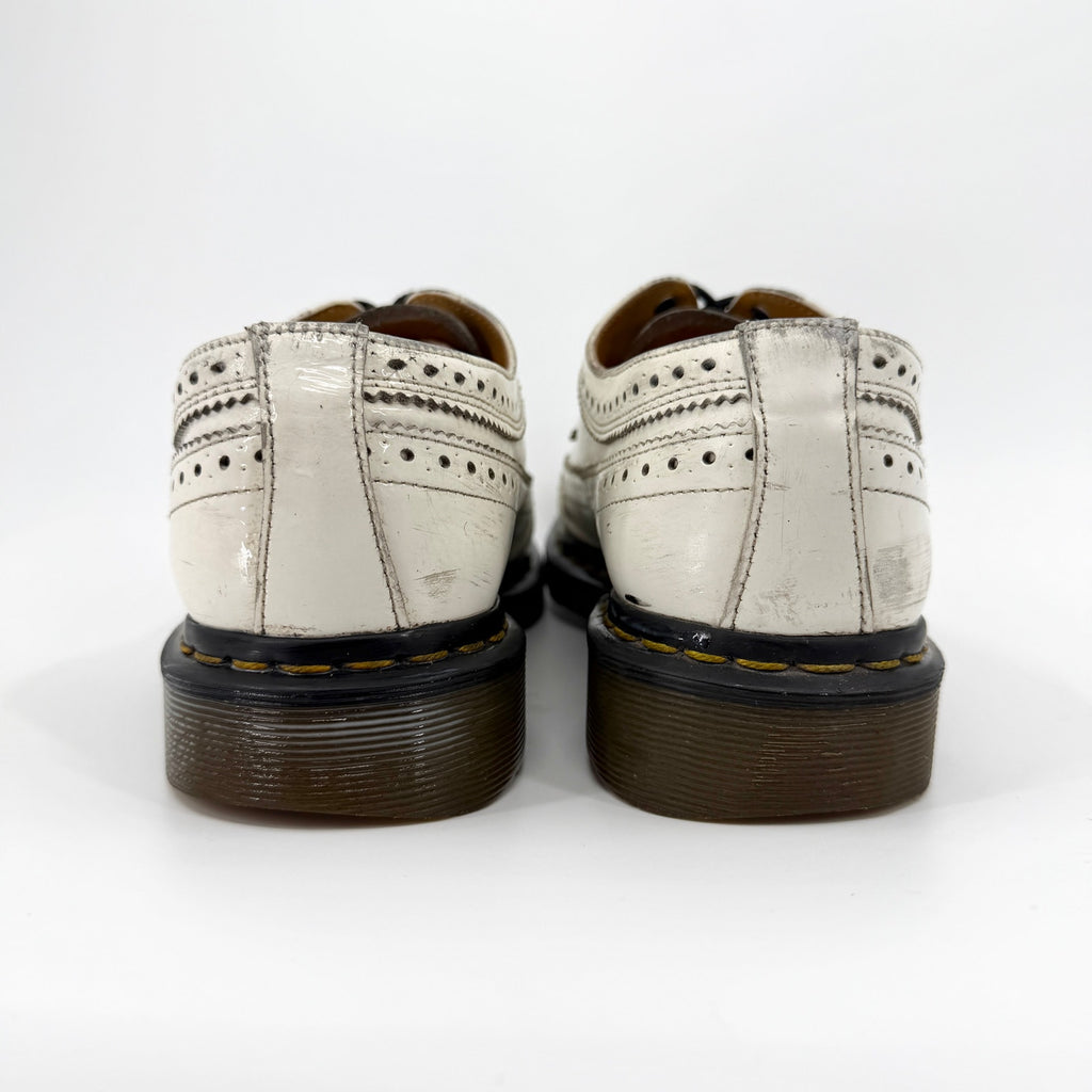 Dr. Martens White Genuine Leather 3989 Wingtip Brogue Shoes