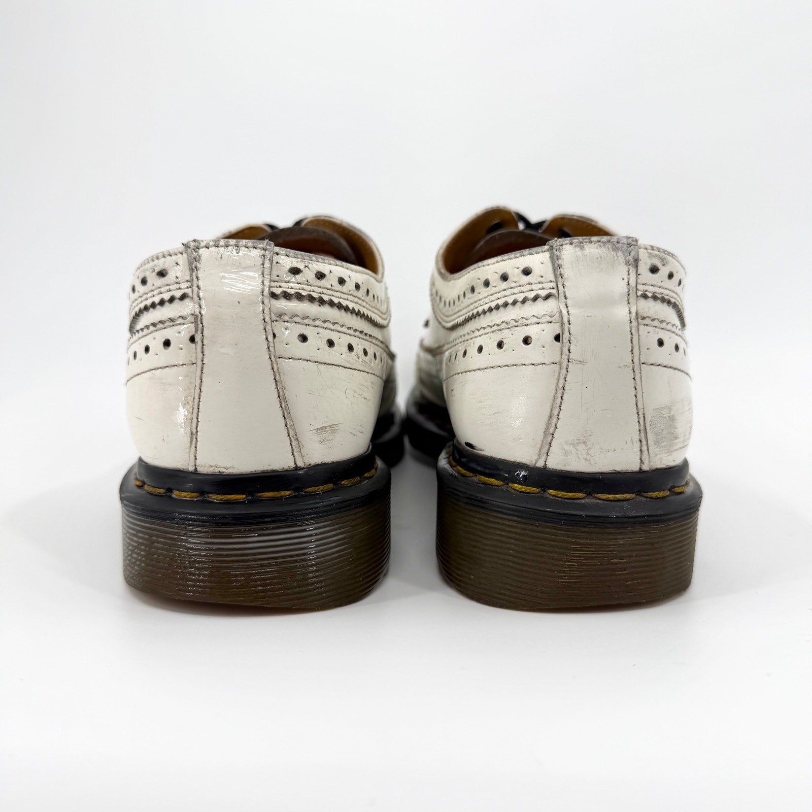 Dr. Martens White Genuine Leather 3989 Wingtip Brogue Shoes