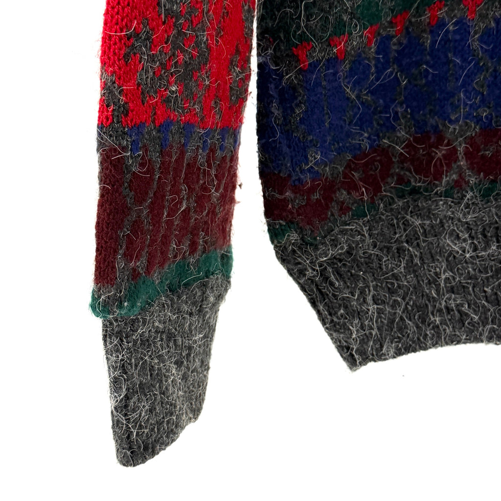 Vintage 80s Version Original Patterned Soft Wool Blend Crewneck Sweater