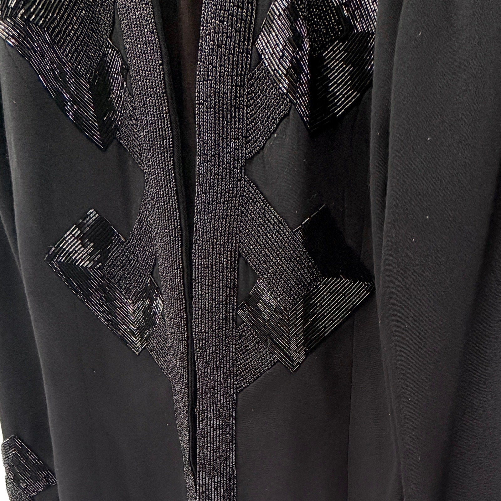 Vintage 80s Chancelle Black Geometric Beaded Evening Avant Garde Blazer Jacket