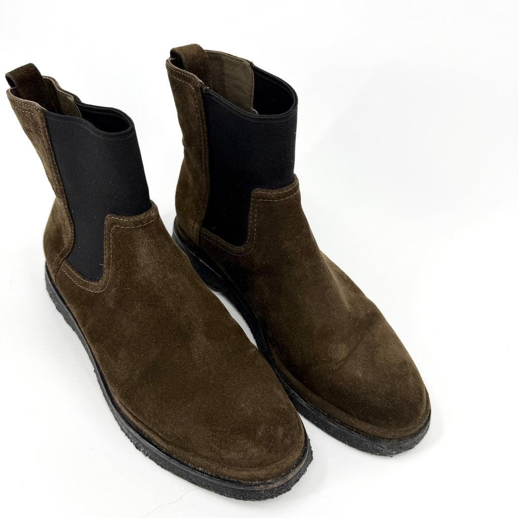 Vince Antique Olive Suede Water Repellent Litton Chelsea Boots