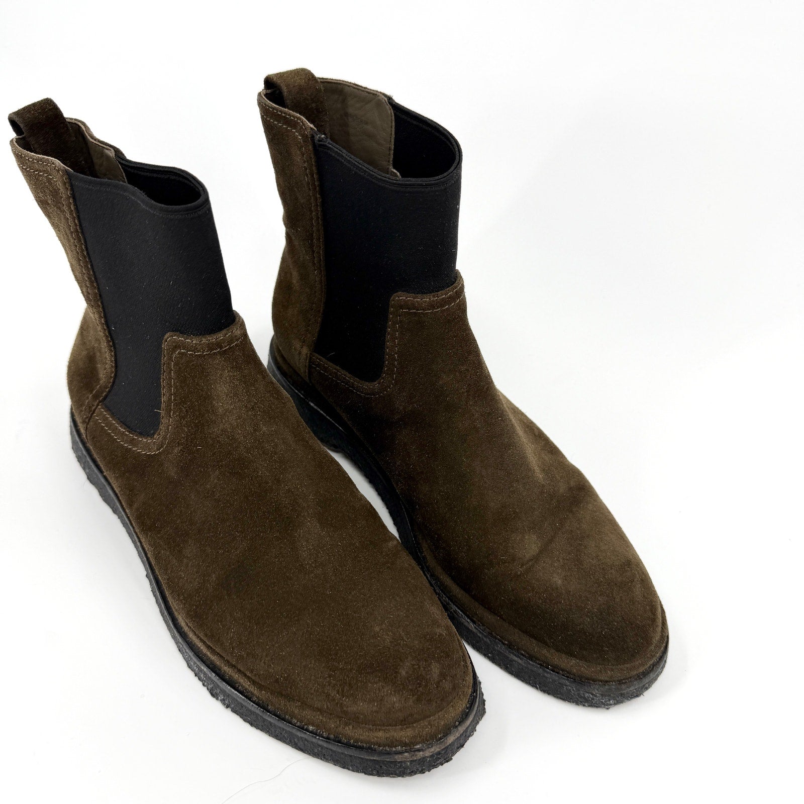 Vince Antique Olive Suede Water Repellent Litton Chelsea Boots
