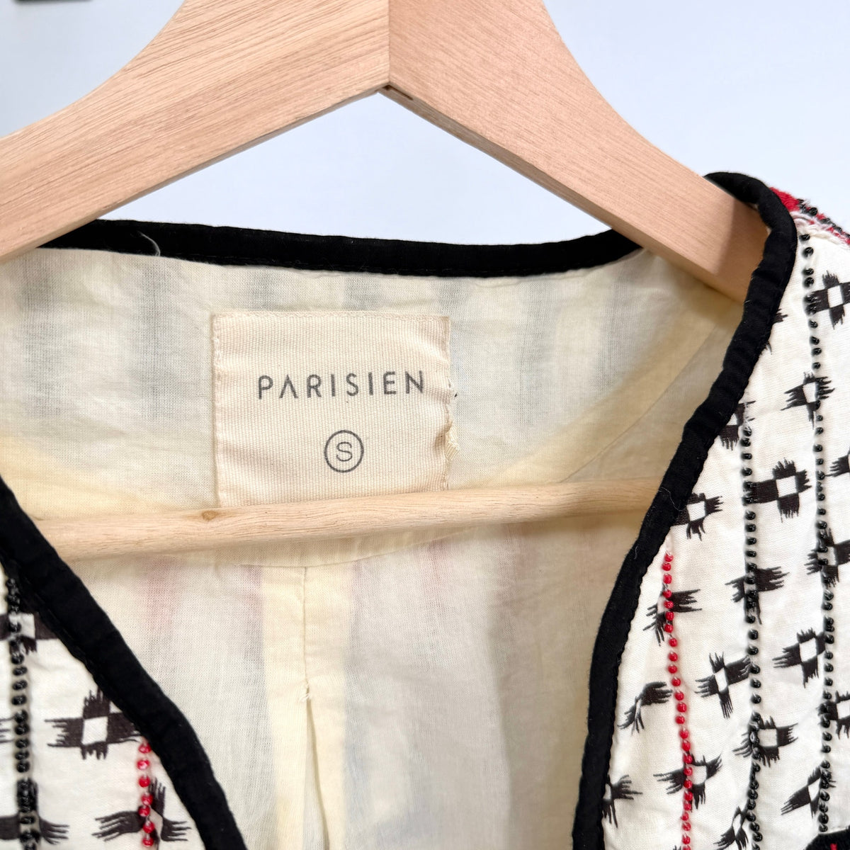 Parisien Cream 100% Cotton Tribal Boho Embroidered Beaded Quilted Jacket