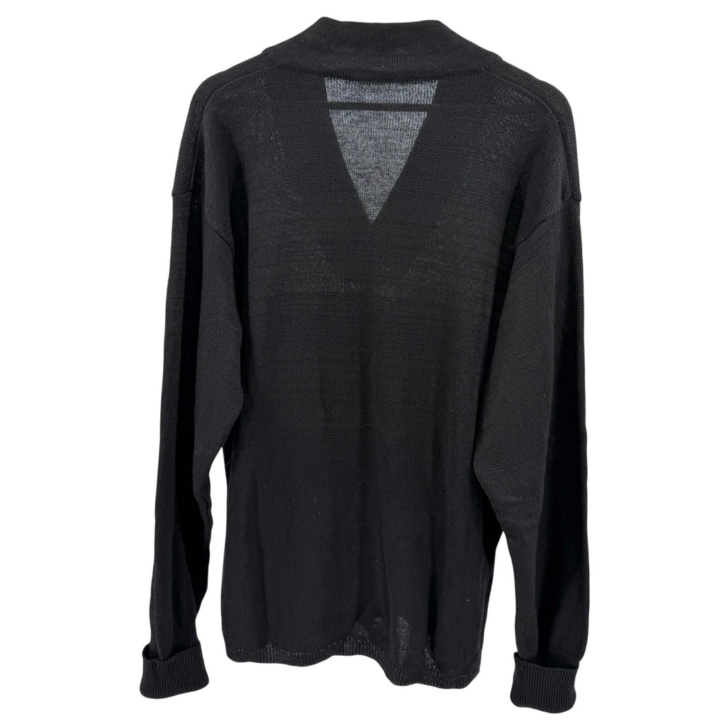 Vintage 90s Eventi Black 100% Wool Textured V-Neck Pullover Sweater