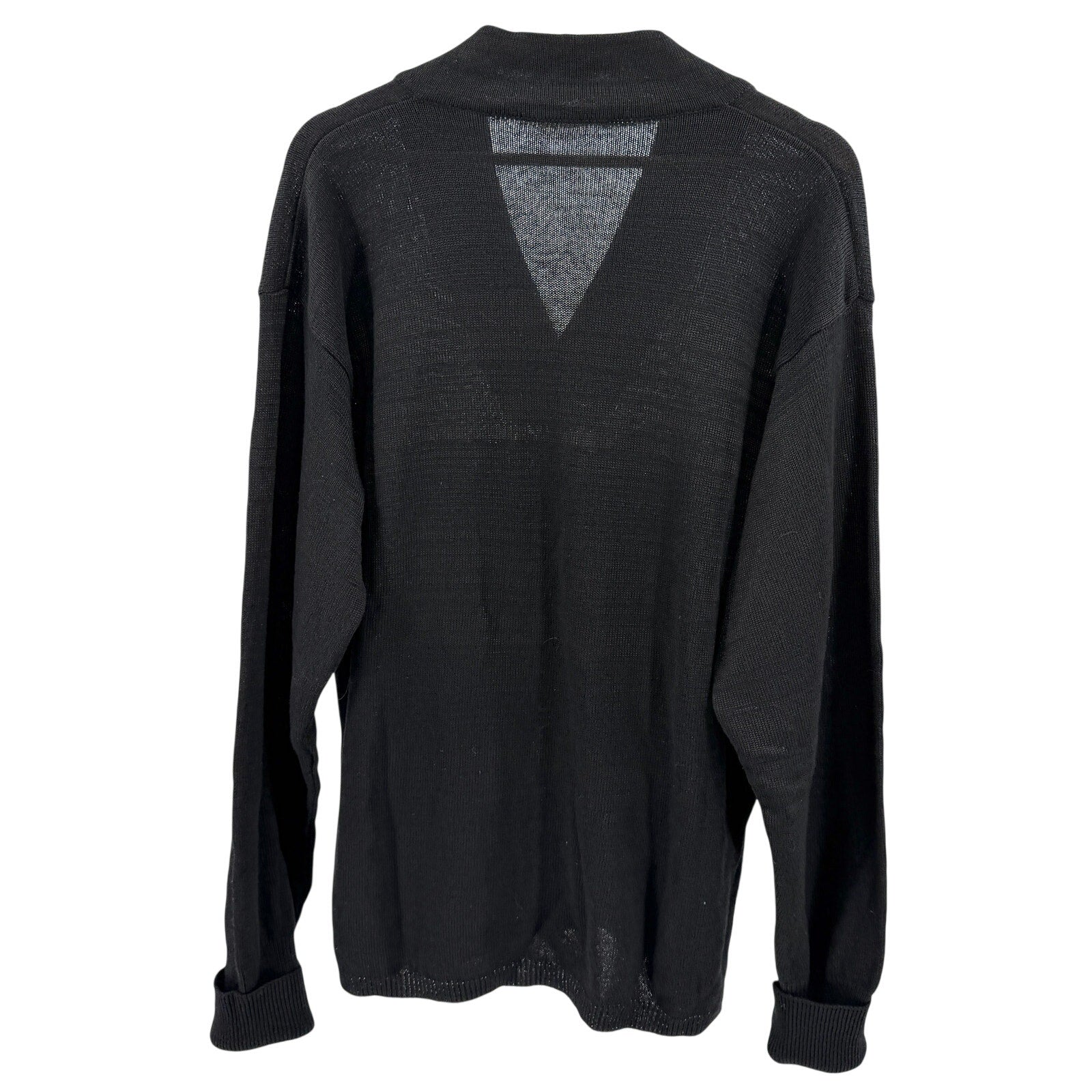 Vintage 90s Eventi Black 100% Wool Textured V-Neck Pullover Sweater
