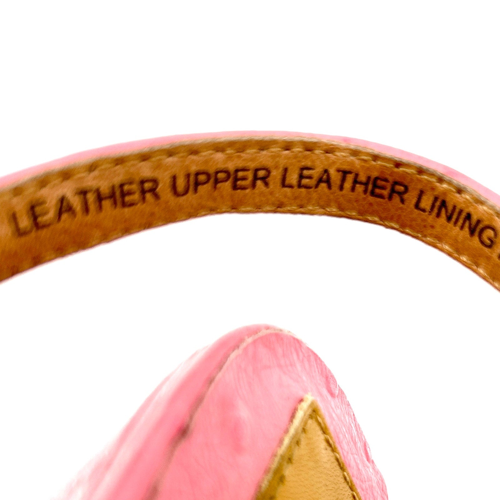 Vintage Y2K Jaggar Pink Ostrich Embossed Genuine Leather Neon Strap Wedges