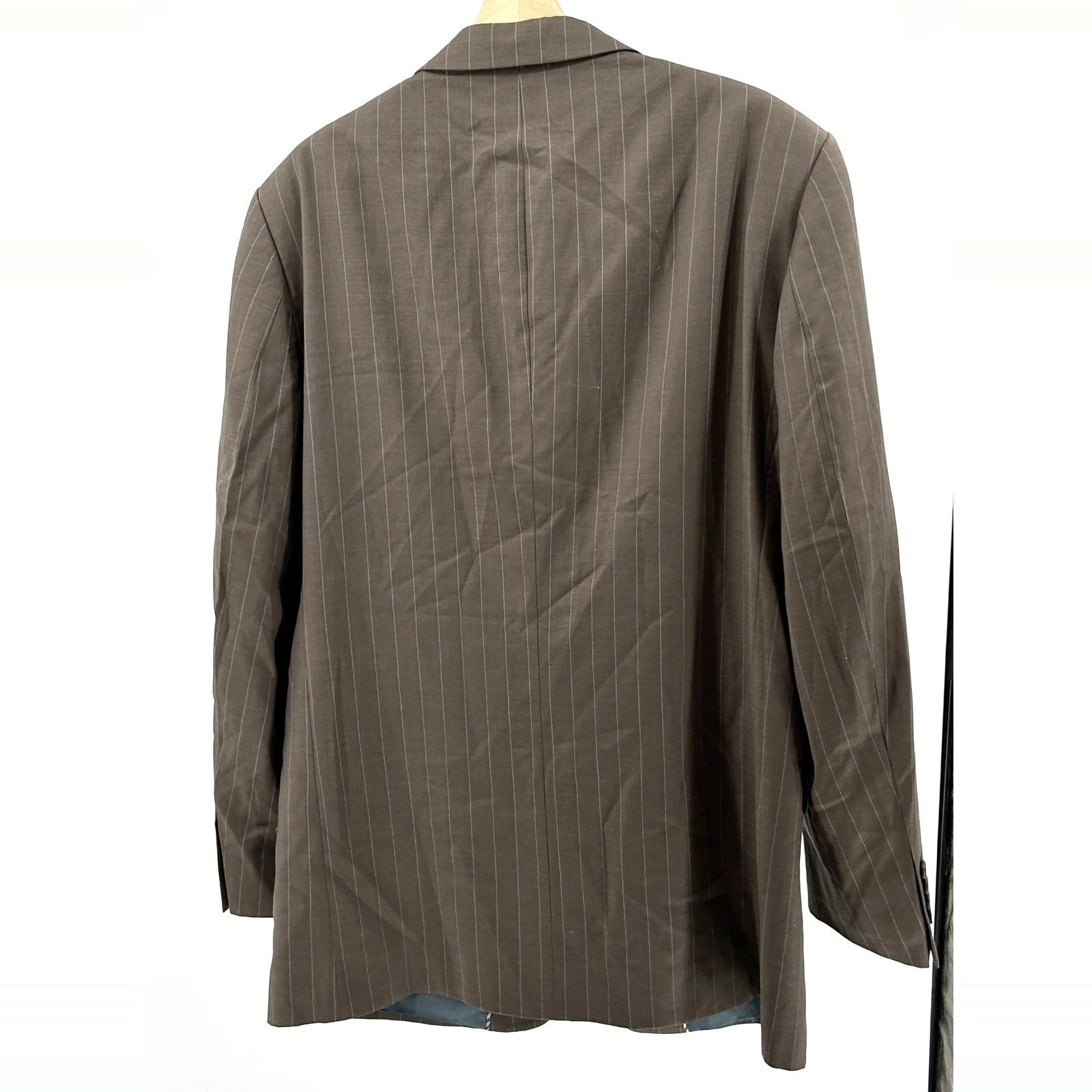 Vintage 90s Oscar de la Renta Brown Blue Pinstripe Blazer