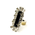 Alexis Bittar Miss Havisham Crystal Matrix Silver Tone Blue Baguette Ring