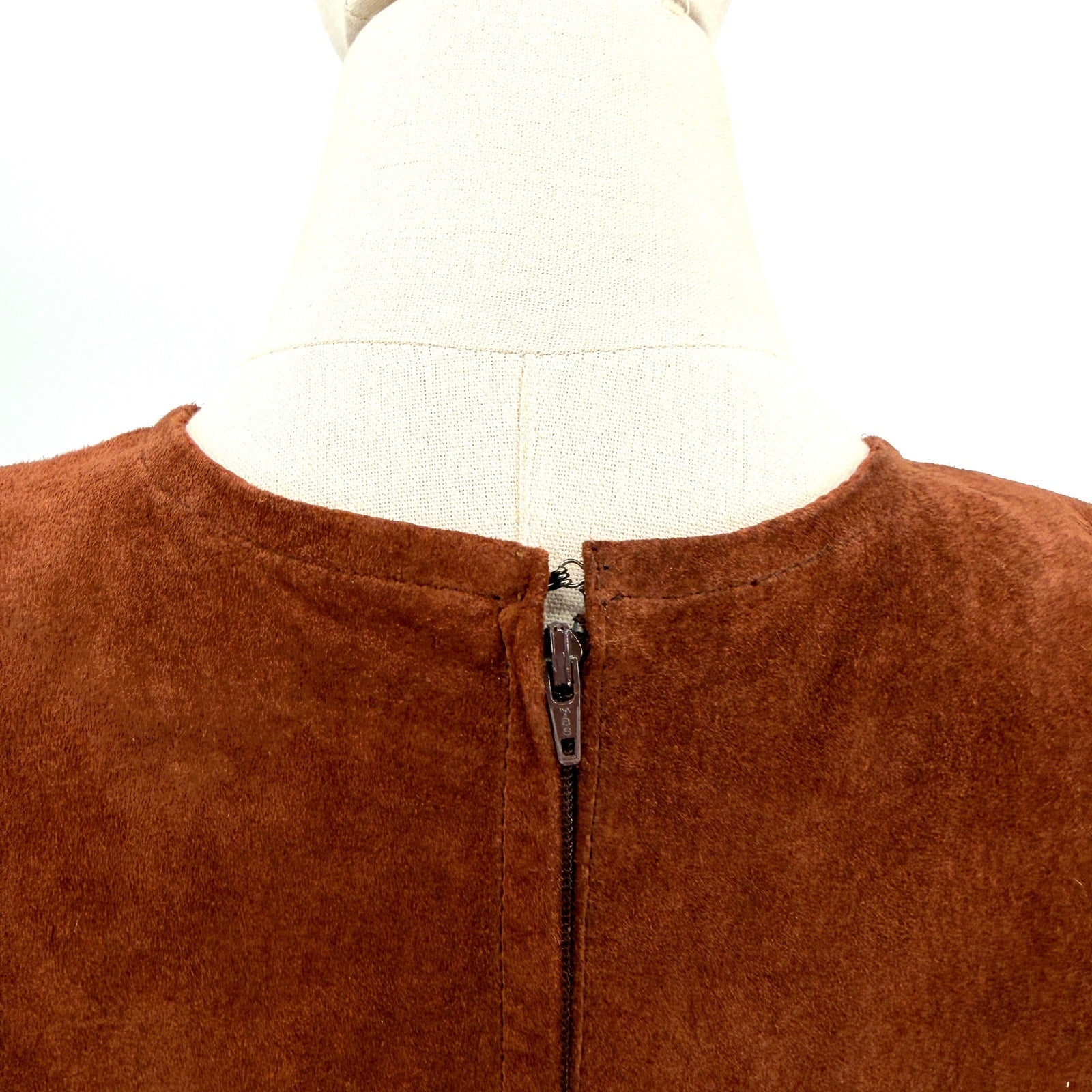 Vintage 90s The Limited Chocolate Brown Genuine Leather Suede Mini Dress