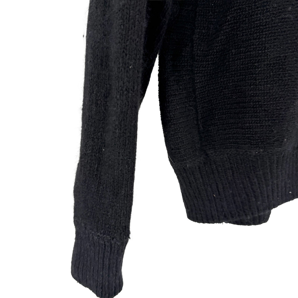 Vintage 80s Cristina Black Floral Faux Leather Applique Beaded Sweater