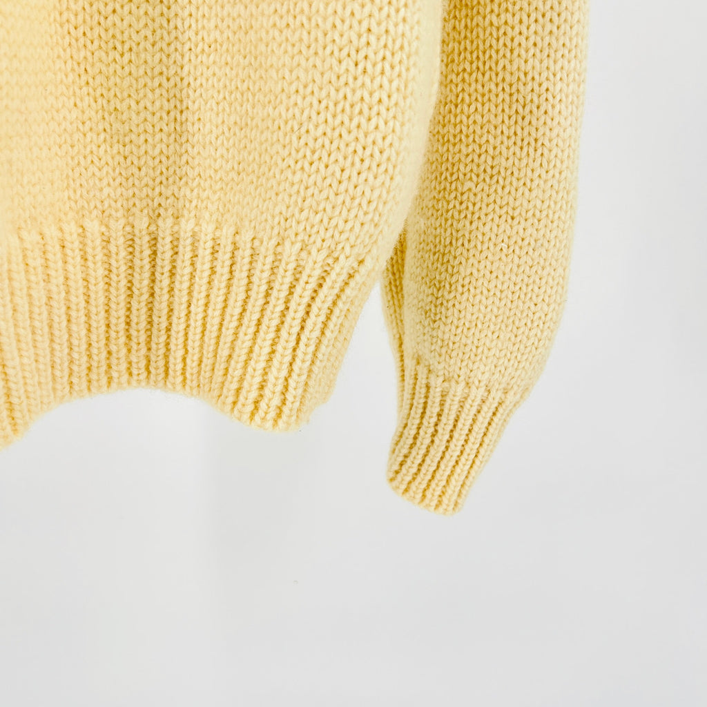 Vintage 70s Allen Solly Cream 100% Wool Cable Knit Fisherman Sweater