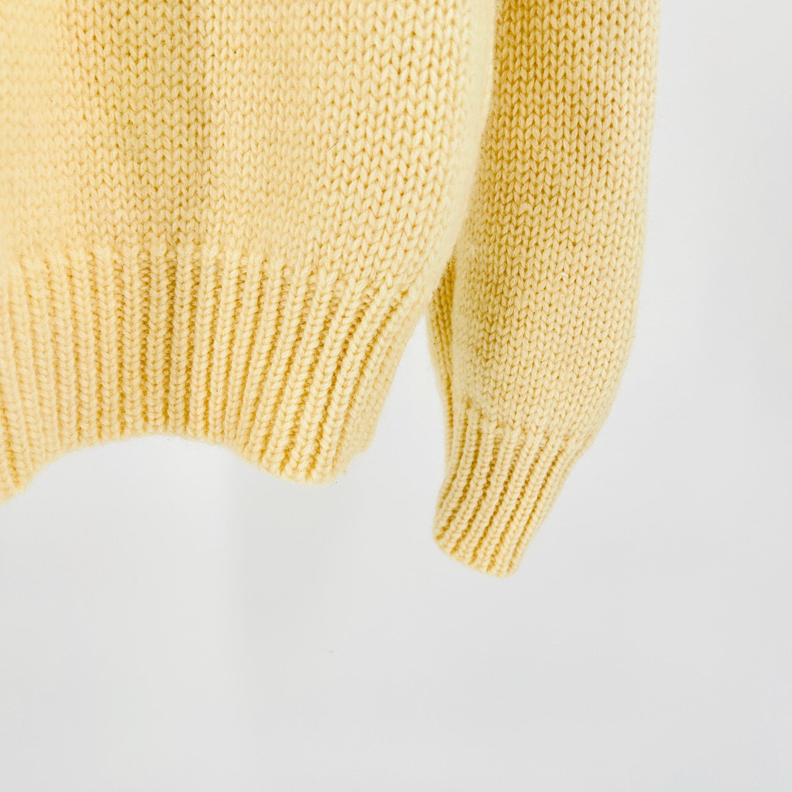 Vintage 70s Allen Solly Cream 100% Wool Cable Knit Fisherman Sweater