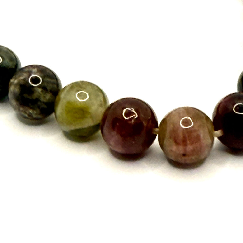 Multi Color Polished Tourmaline Gemstone Stretch Beaded Bracelet