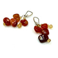 Vintage 90s Carnelian Citrine Nugget Sterling Silver Dangle Earrings