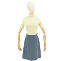 Vintage 70s Cream Blue Houndstooth Mod A-Line Mini Dress
