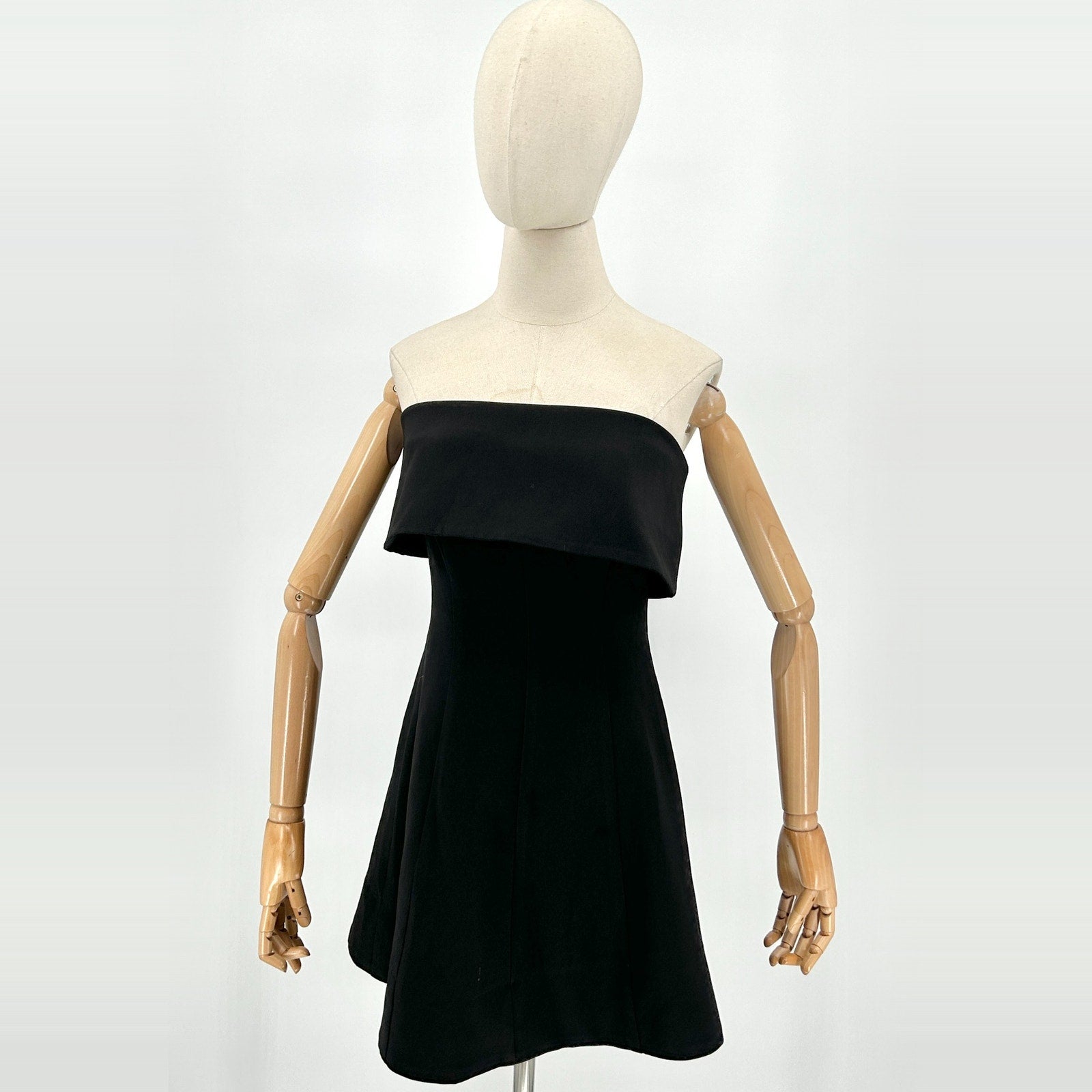 Vintage 90s Rubber Ducky Black Strapless Skater Mini Dress