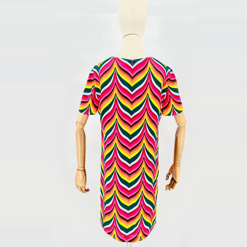 Trina Turk Pink Rainbow Multicolor Chevron Print Mini Dress