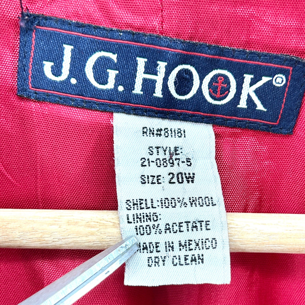 Vintage 90s J.G. Hook Red Tailored 100% Wool Blazer Jacket