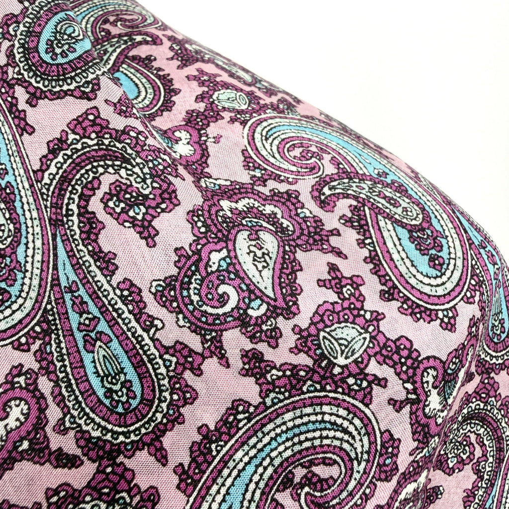 Vintage 80s Oscar de la Renta Purple 100% Silk Paisley Fringe Scarf