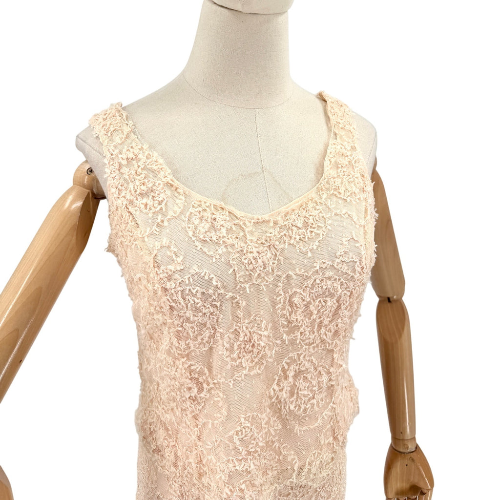 Vintage 90s Albert Nipon Evening Blush Pink Lace Skirt Blouse Set