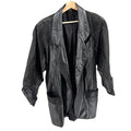 Vintage 80s Black Genuine Leather Textured Panel Blazer Jacket