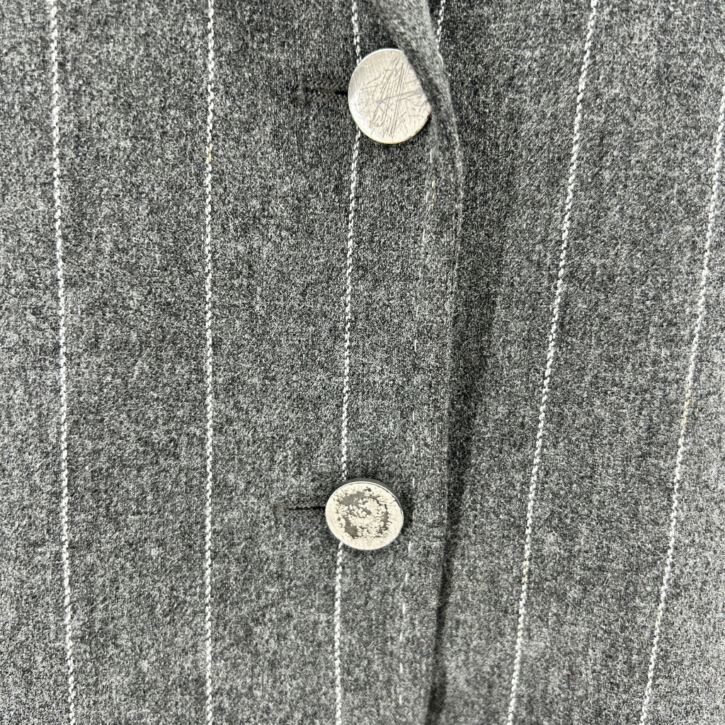 Hilfiger Gray Silver Metallic Pinstripe Wool Blend Two Button Blazer