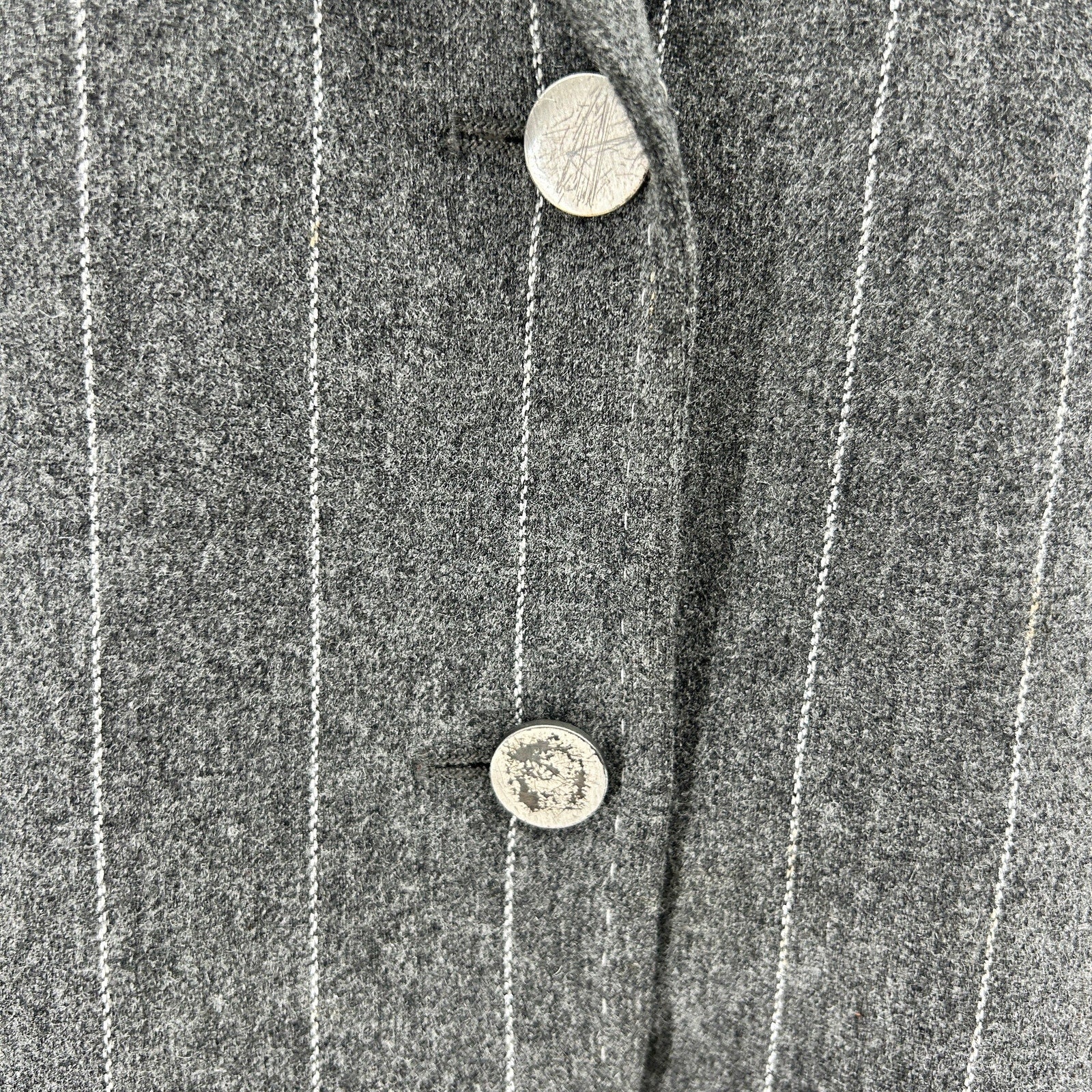 Hilfiger Gray Silver Metallic Pinstripe Wool Blend Two Button Blazer