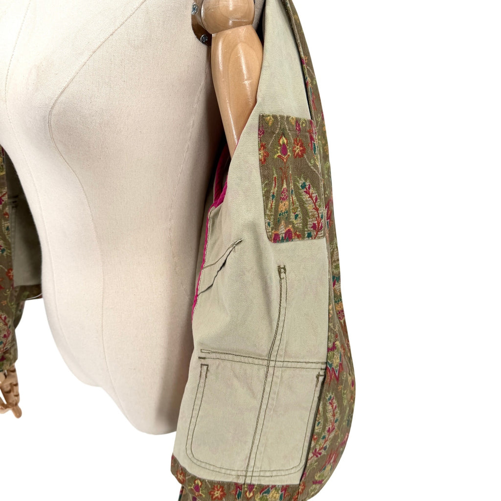 Vintage Y2K Liz Claiborne Olive Green Tapestry Cotton Paisley Print Jacket