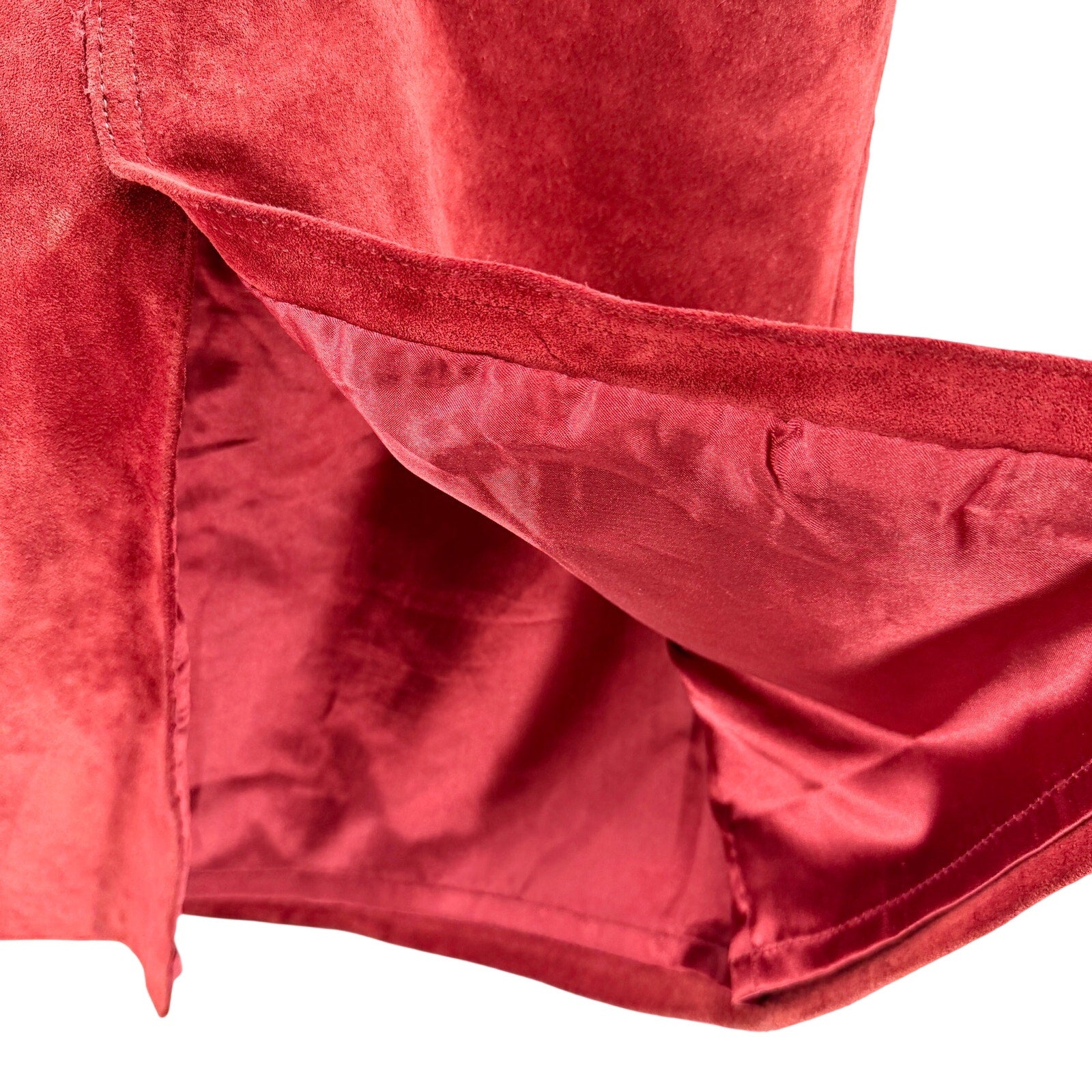 Vintage 90s Gap Brick Red Genuine Suede Western A-Line Skirt
