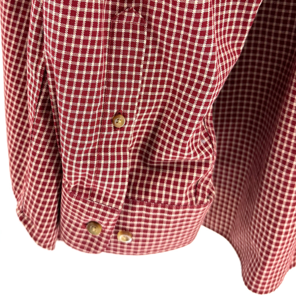 Vintage Y2K Eddie Bauer Red Plaid 100% Cotton Gingham Button Down Shirt