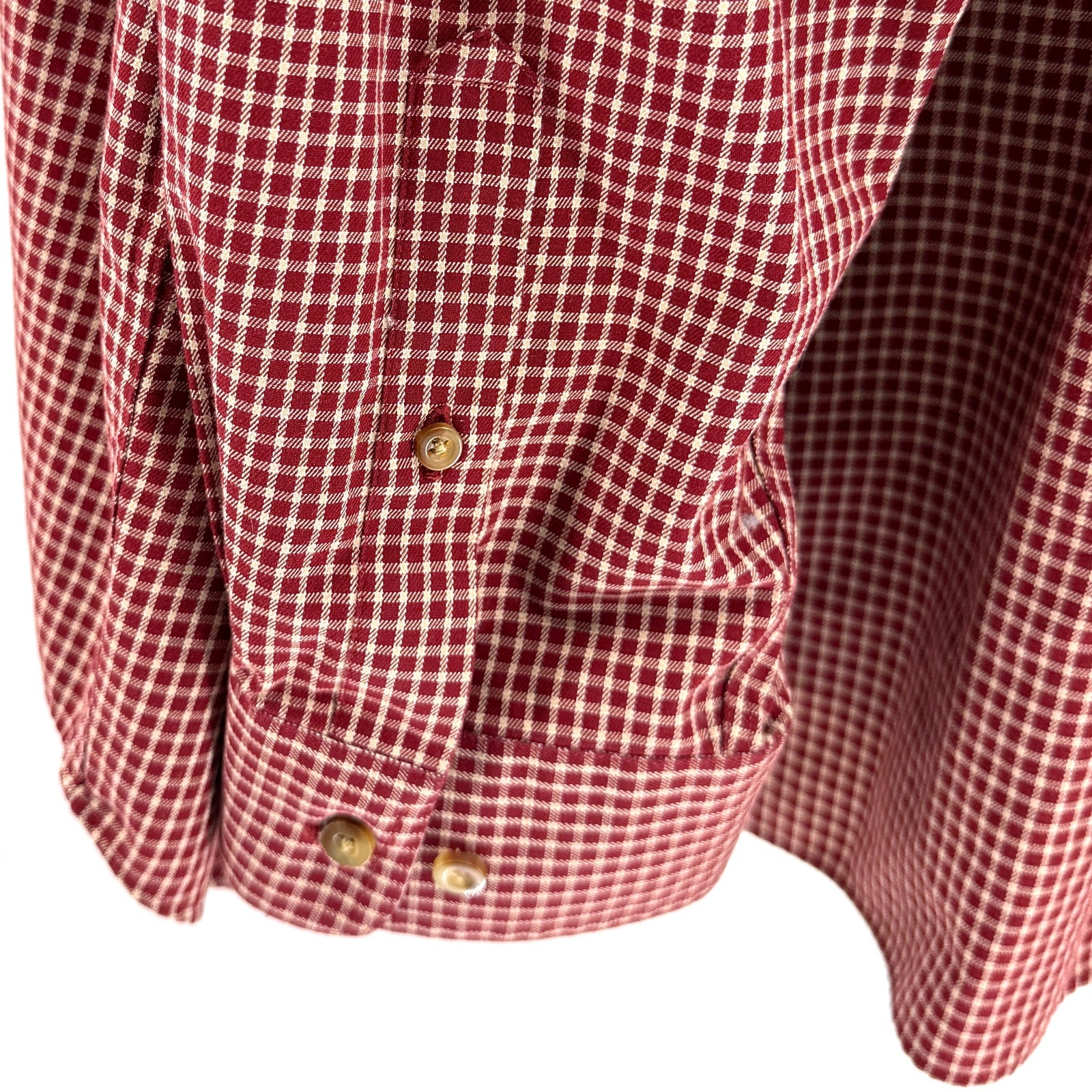 Vintage Y2K Eddie Bauer Red Plaid 100% Cotton Gingham Button Down Shirt
