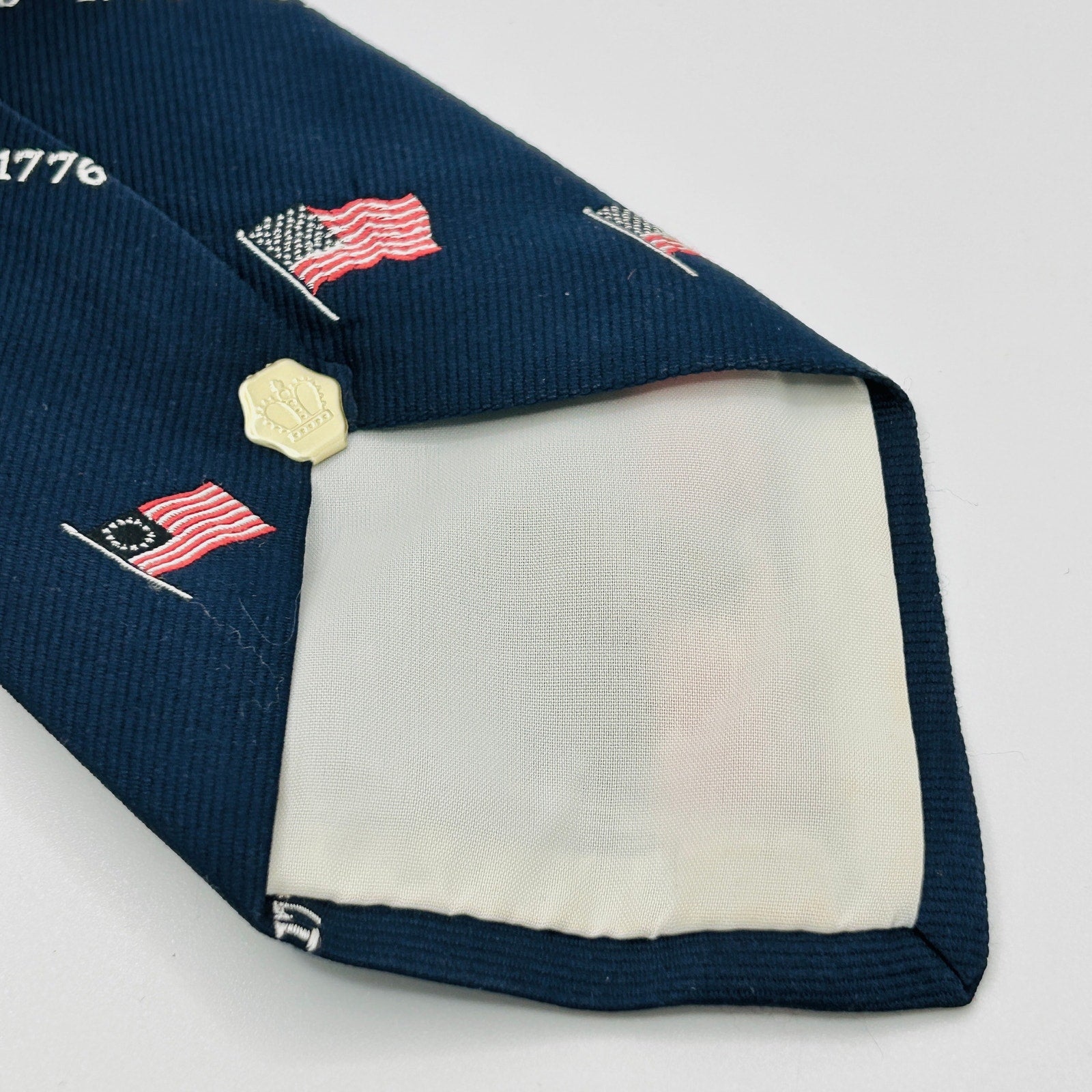 Vintage 70s Navy Blue Bicentennial 1776 1976 Polyester Necktie