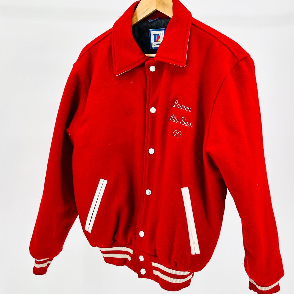 Vintage Y2K Rennoc Red White Marching Band Varsity Jacket