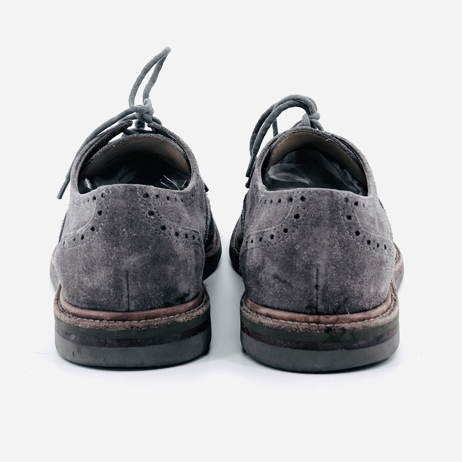 Vintage Y2K Cole Haan Gray Suede Wingtip Brogue Oxford Dress Shoes