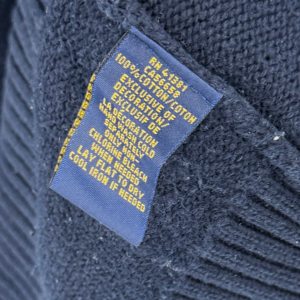Polo Ralph Lauren Navy Blue 100% Cotton Preppy Mock Neck Sweater