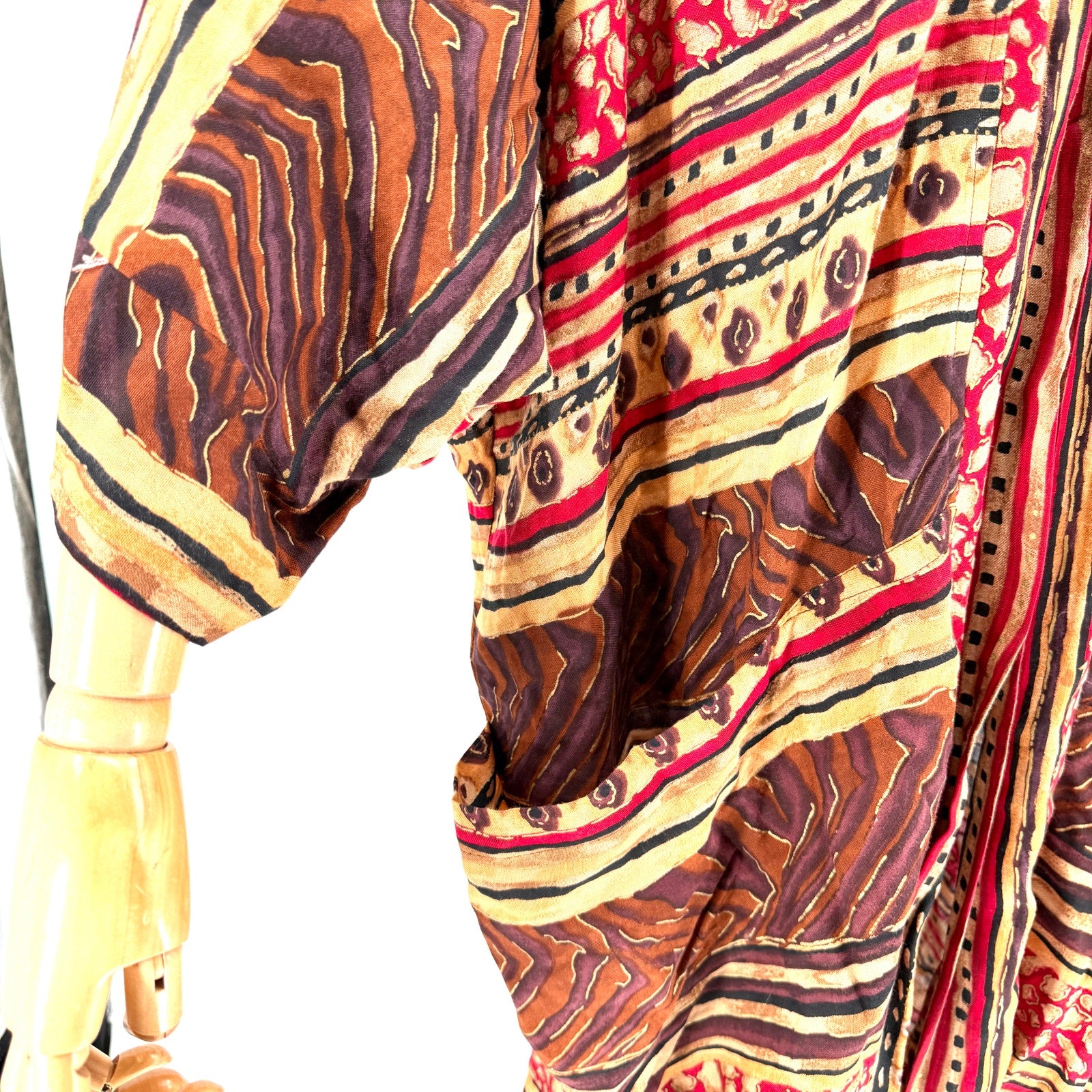 Vintage 80s Simply Heritage Tribal Leopard Print Rayon Duster Kimono