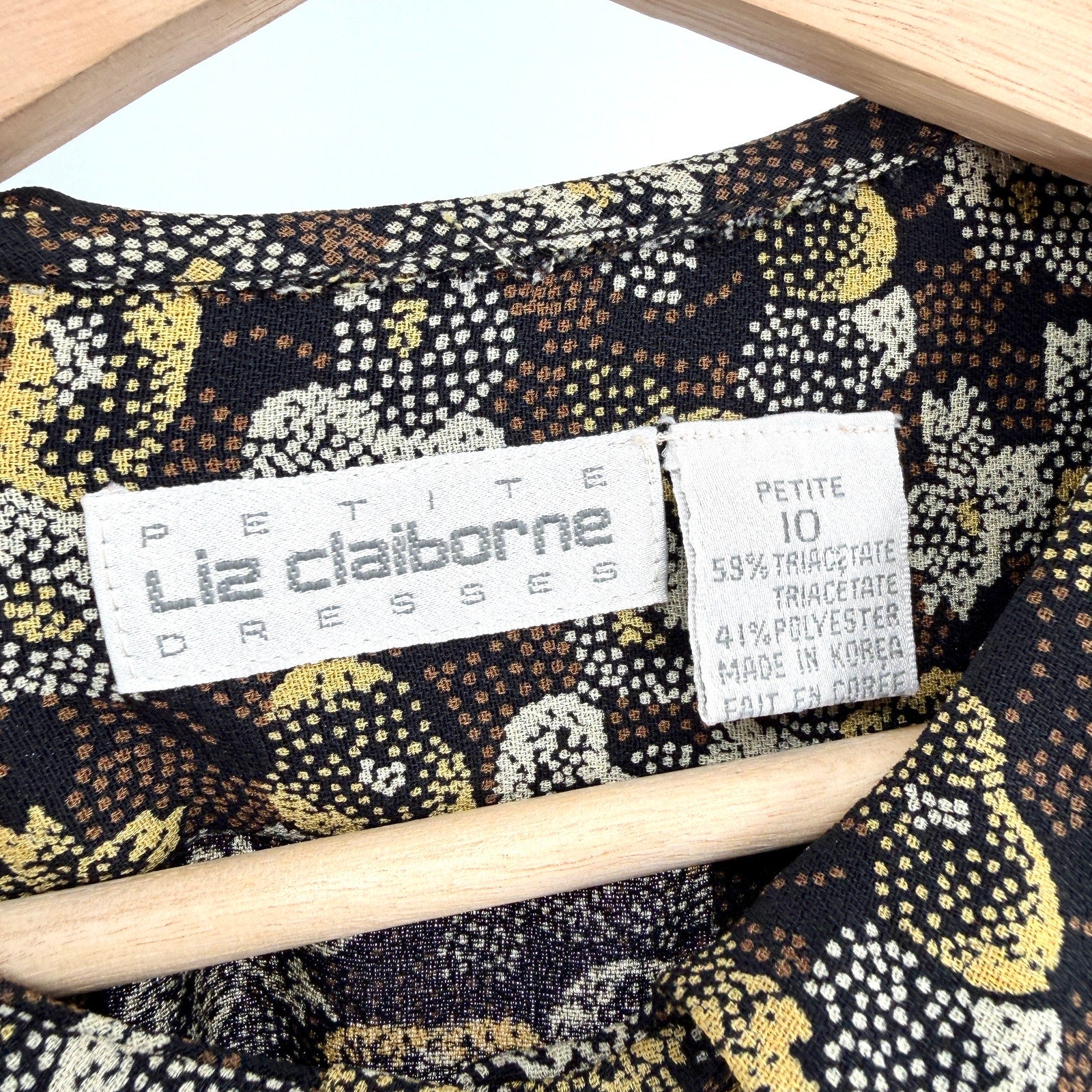 Vintage 90s Liz Claiborne Black Grunge Floral Peter Pan Collar Dress