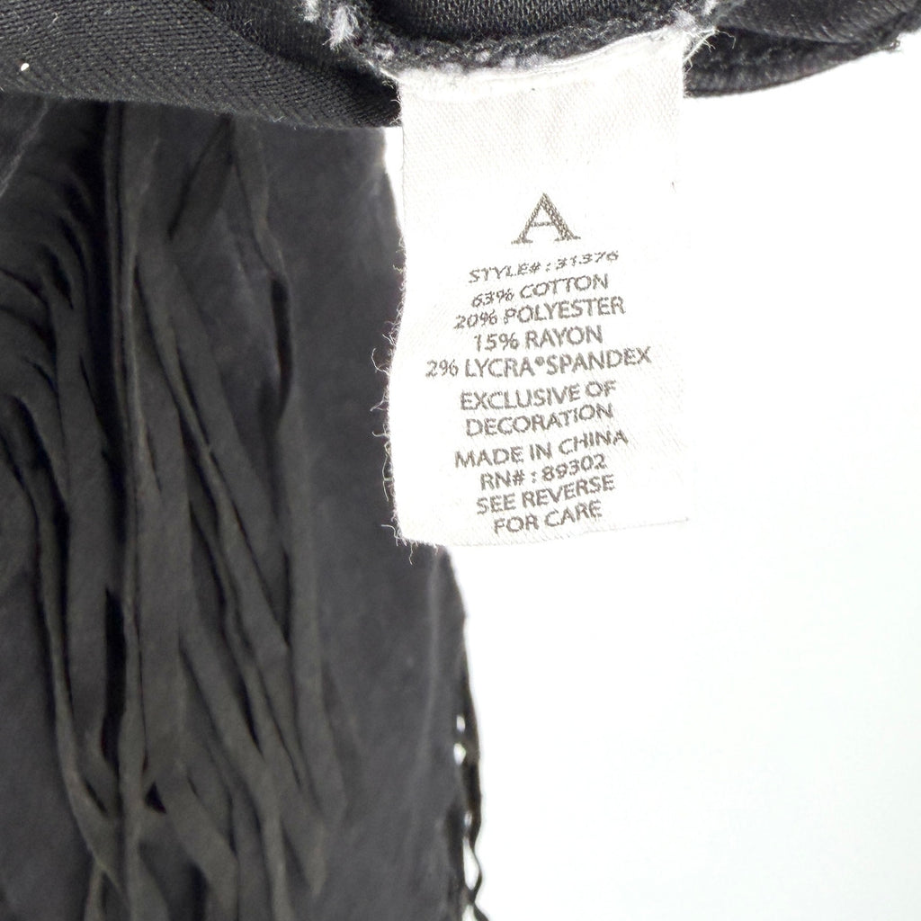 Arula Black Denim Fringe Wrap Mini Skirt