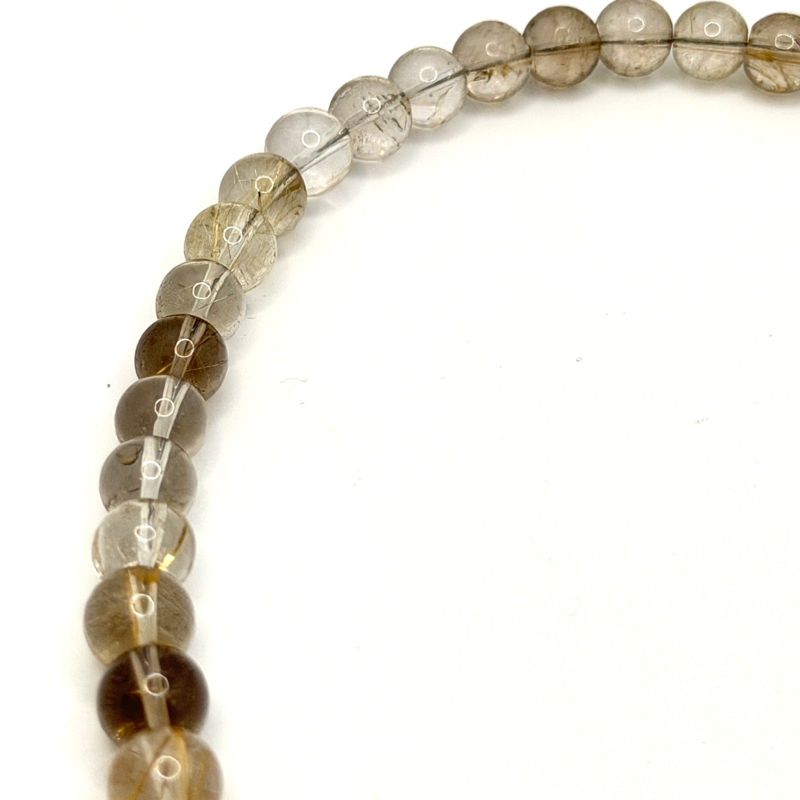 Vintage 90s Rutilated Quartz Graduated Bead Sterling Toggle Necklace
