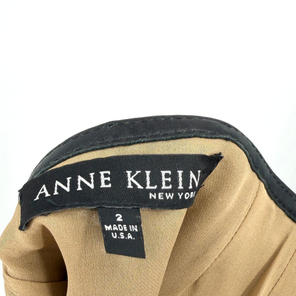 Vintage 90s Anne Klein Black Genuine Leather Floral Laser Cut Pencil Skirt
