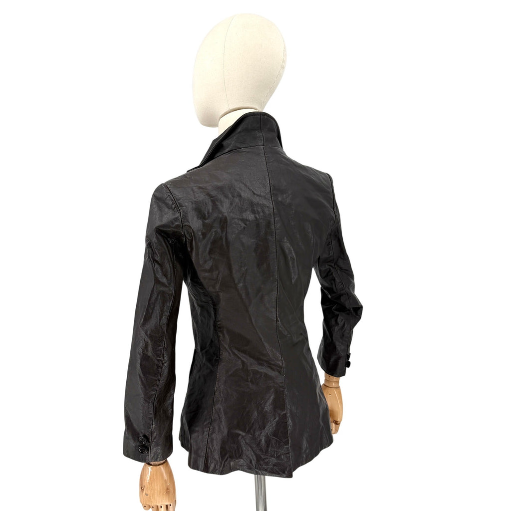Vintage 80s Dark Brown Genuine Leather Jacket Blazer