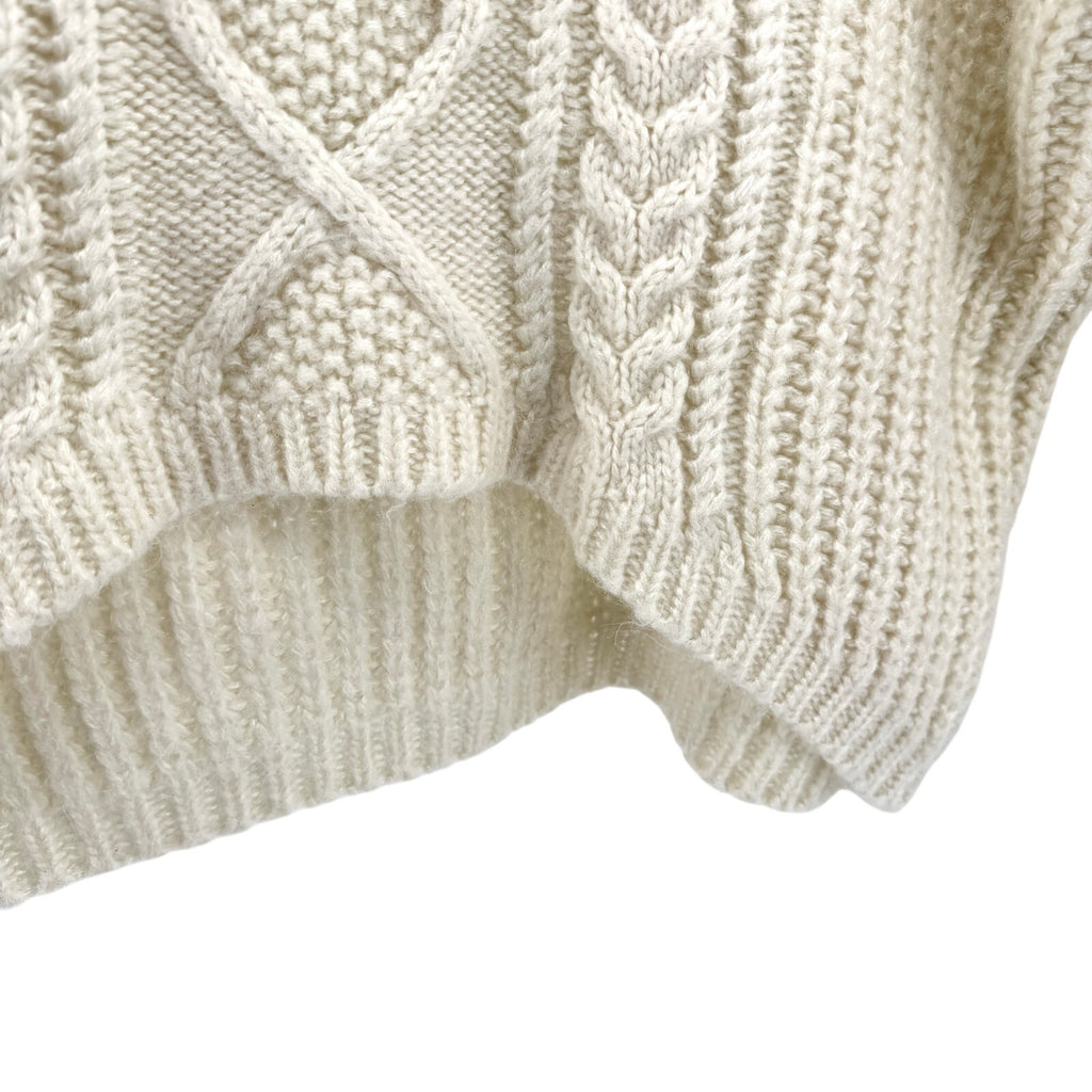 Snidel Ivory Chunky Cable Knit Cropped Dolman Sleeve Sweater