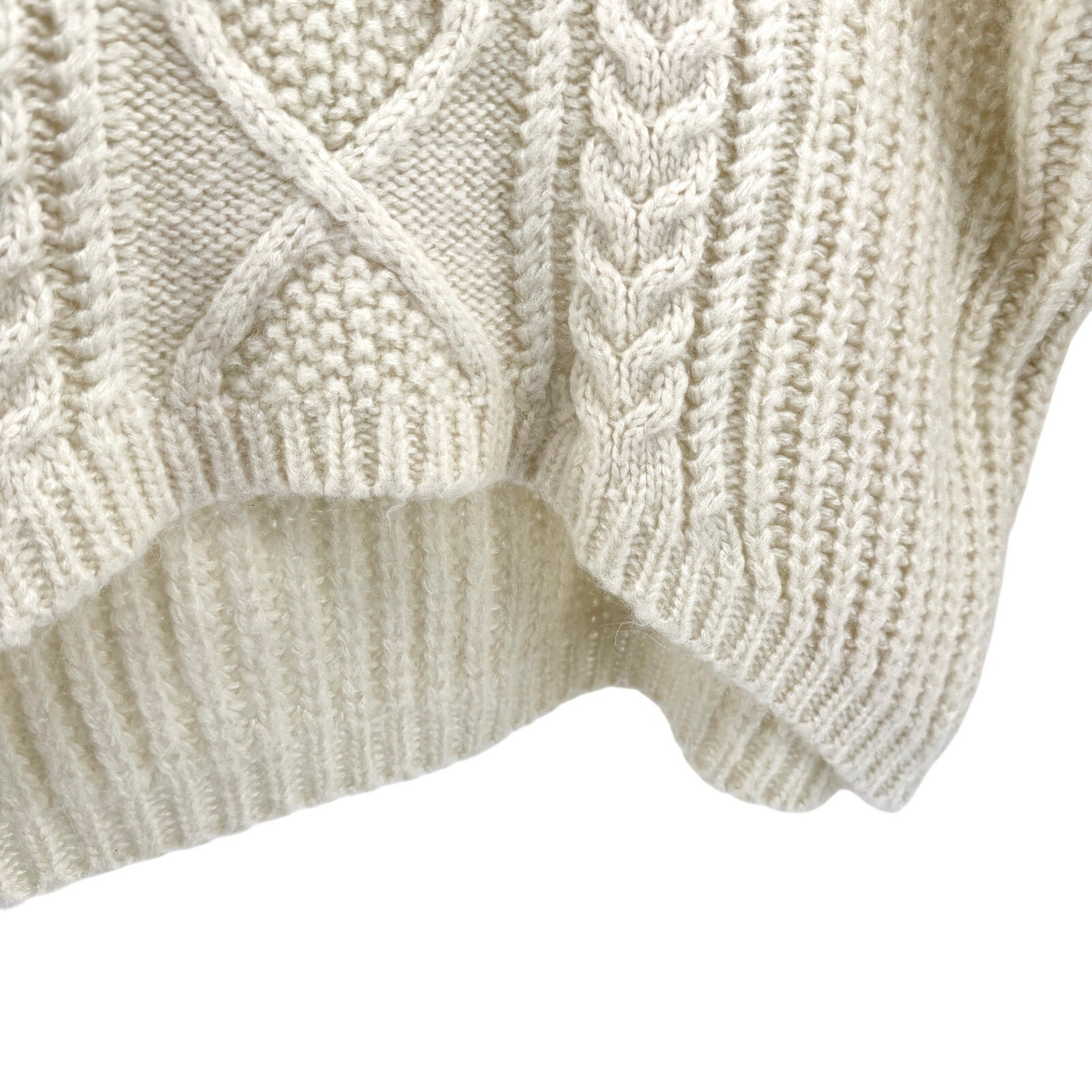 Snidel Ivory Chunky Cable Knit Cropped Dolman Sleeve Sweater