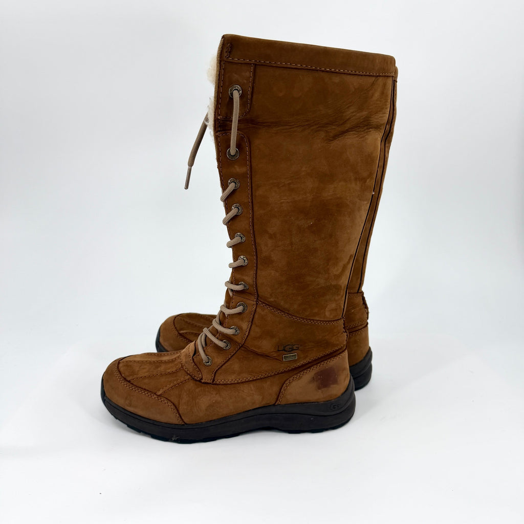 UGG Chestnut Brown Genuine Suede Waterproof Winter Lace Up Boots