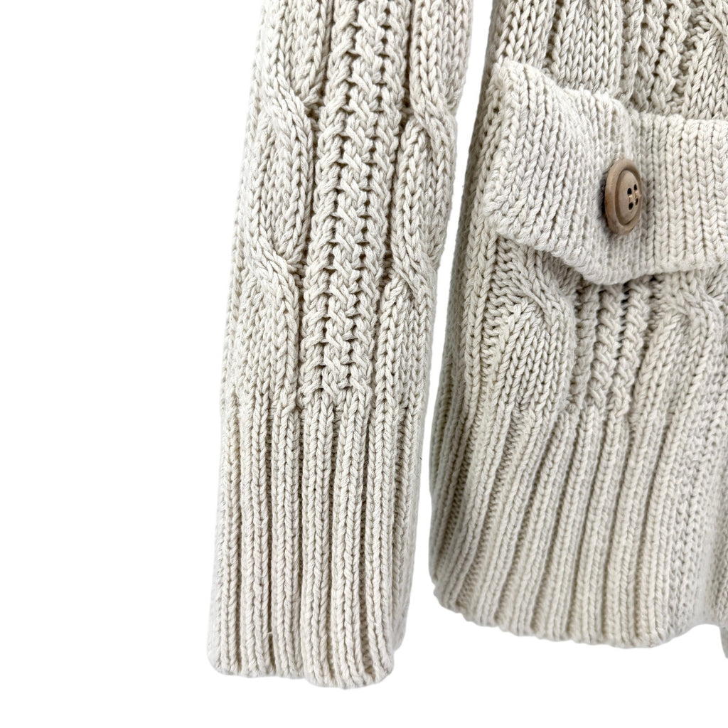 Vintage Y2K J.Crew Cream Cable Knit Shawl Collar Double-Breasted Cardigan