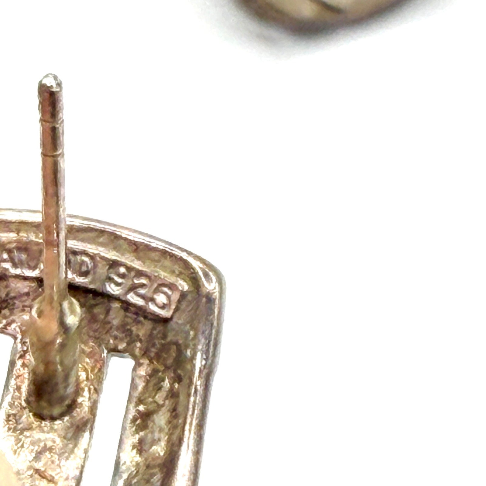 Vintage 90s Sterling Silver Stamped Marcasite Geometric Huggie Earrings