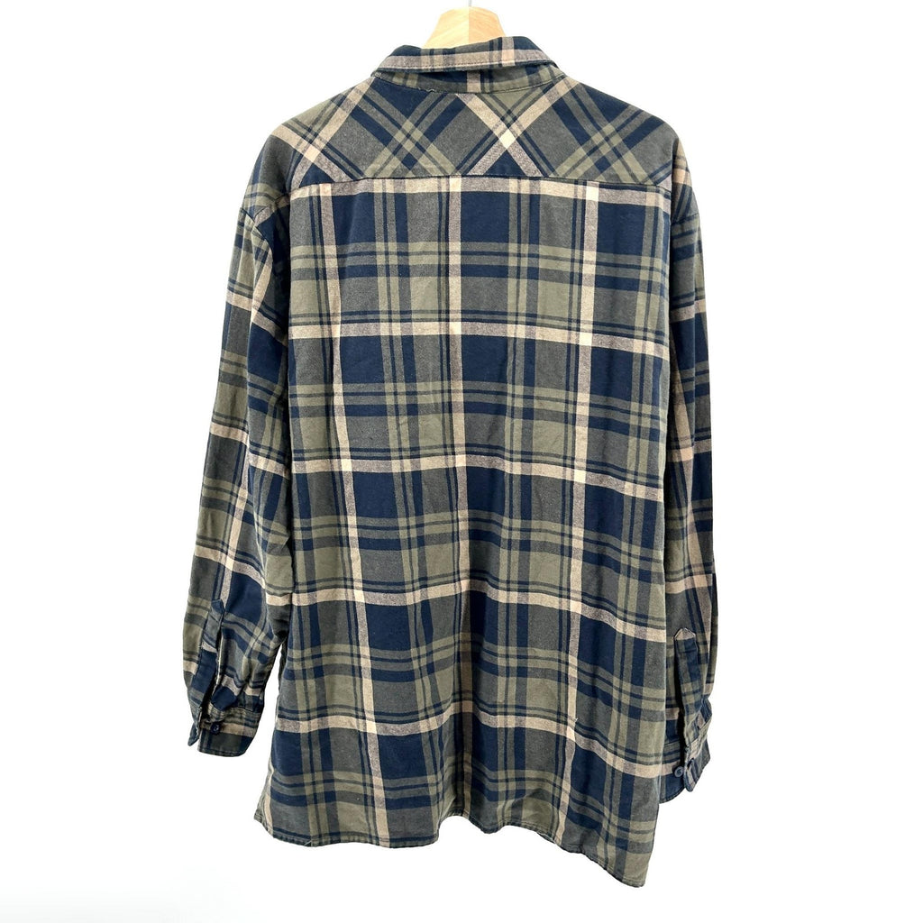 Dickies Green Blue Plaid 100% Cotton Workwear Flannel Shirt