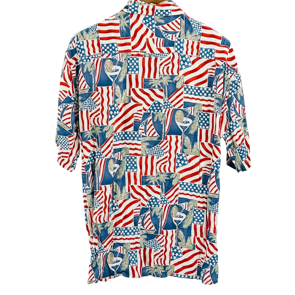 Vintage 90s Compra Moda Red White Blue Patriotic Flag Shirt