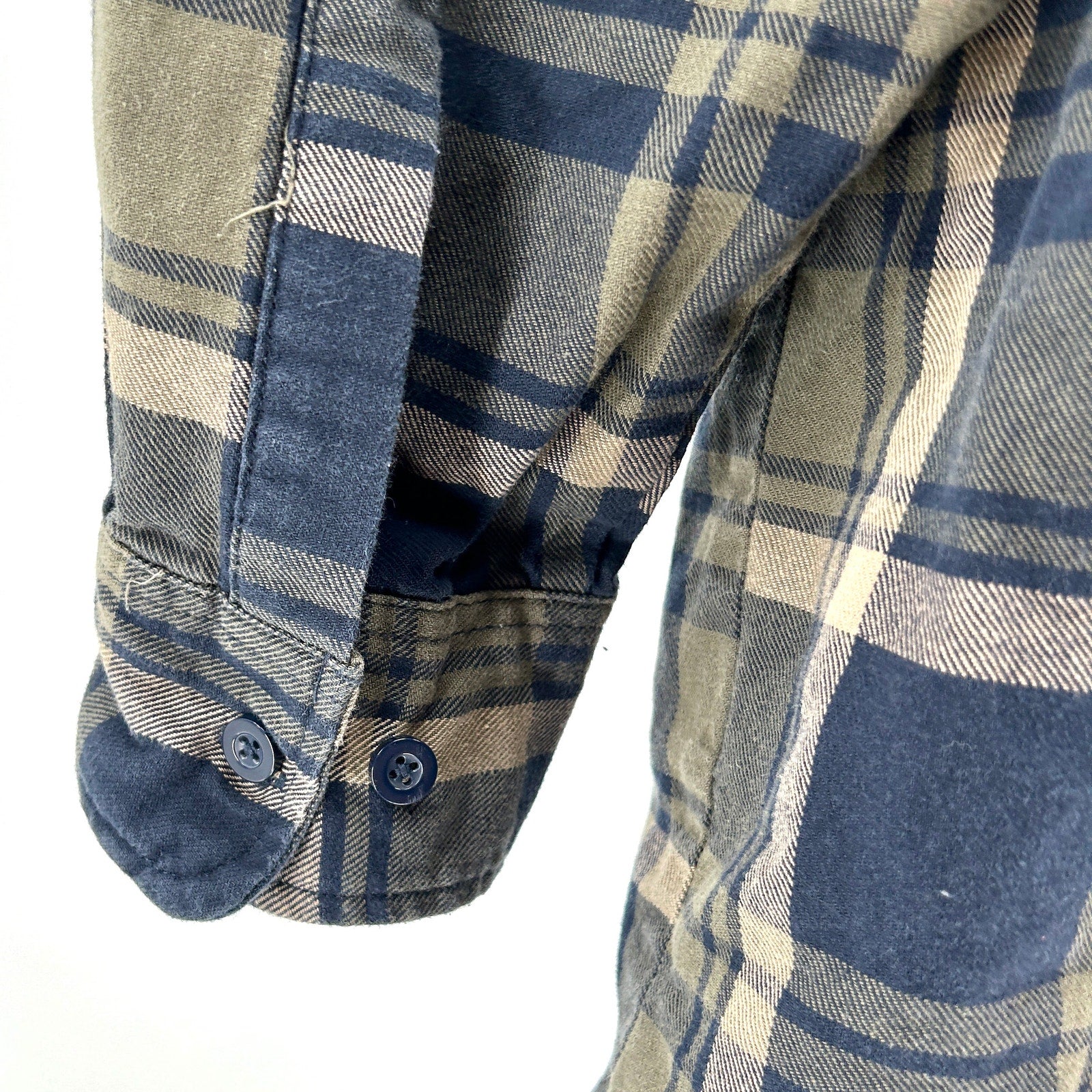 Dickies Green Blue Plaid 100% Cotton Workwear Flannel Shirt