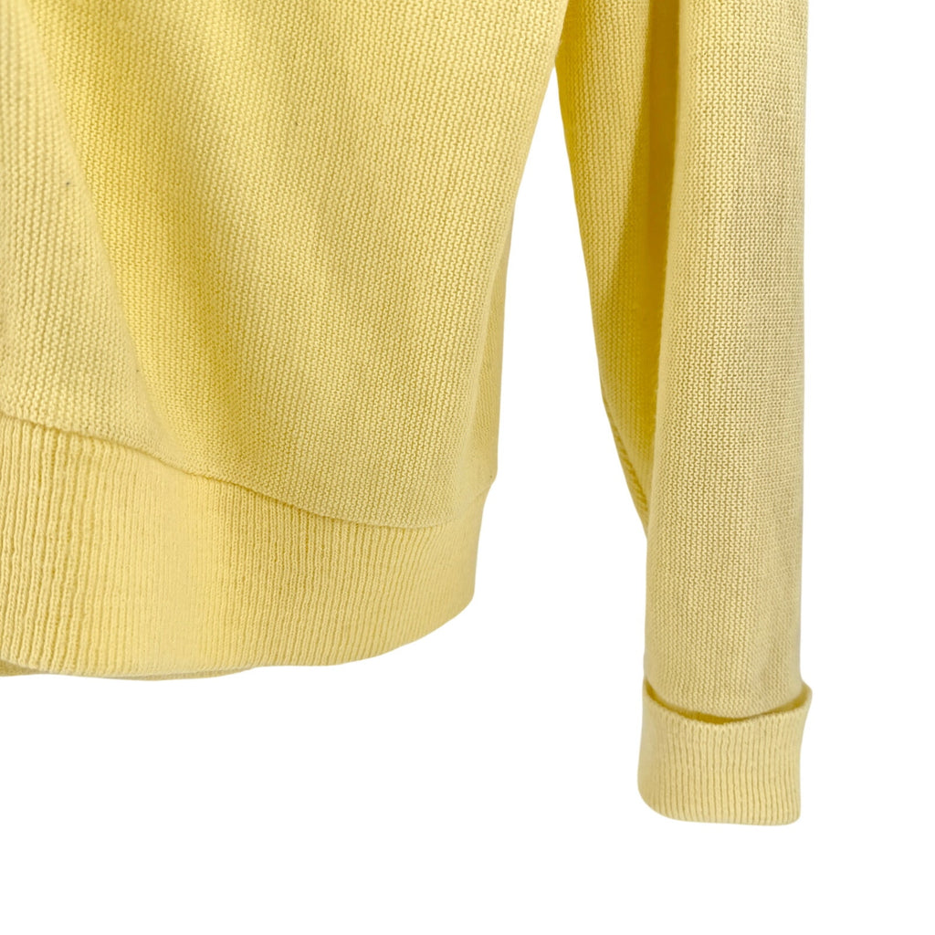 Vintage 70s IZOD Yellow Golf Prep V-Neck Knit Button Cardigan Sweater